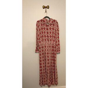 by Anthropologie Women's Loveland M Pink/Rose Print Wide Leg Jumpsuit - Size 14